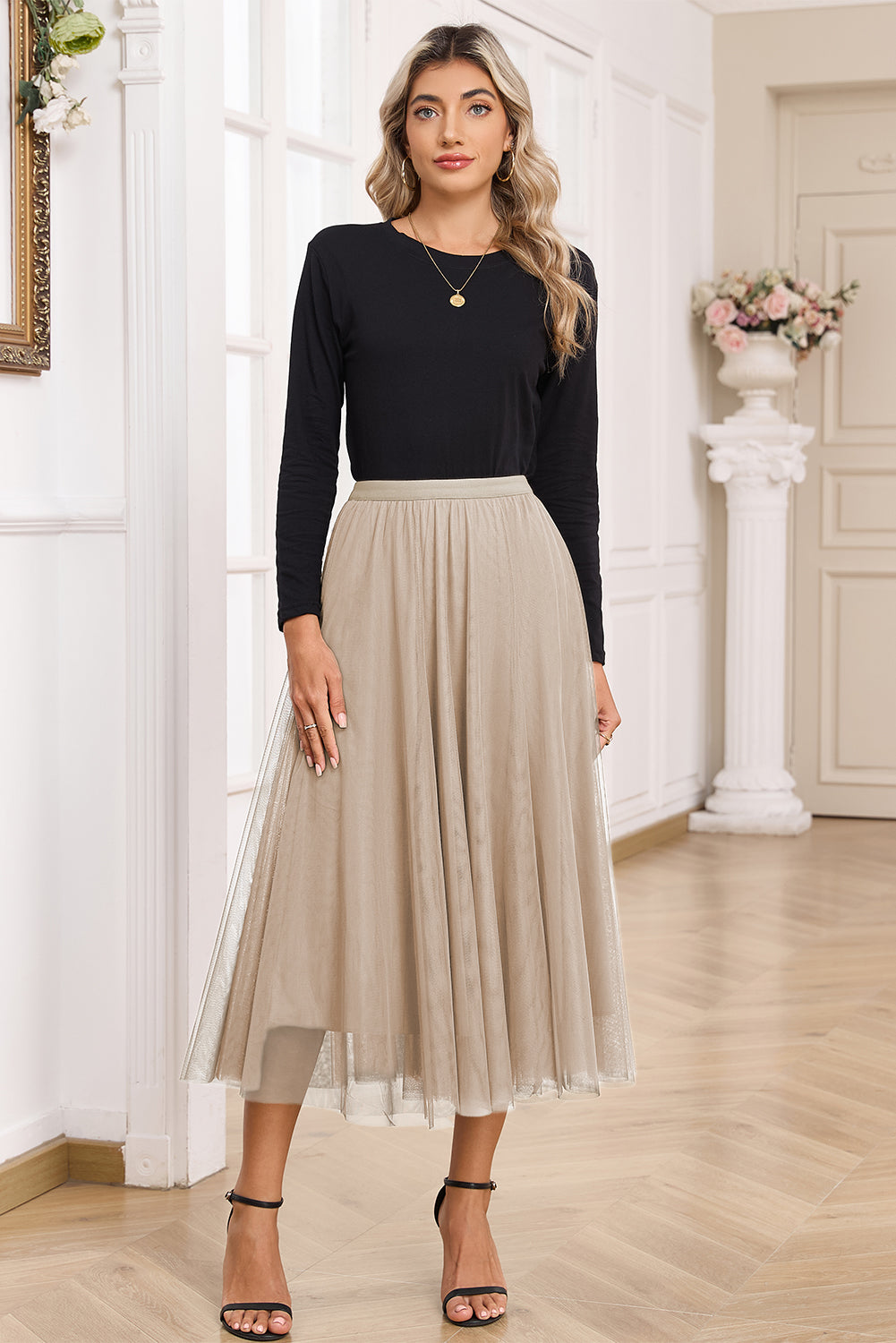 дамска елегантна миди пола