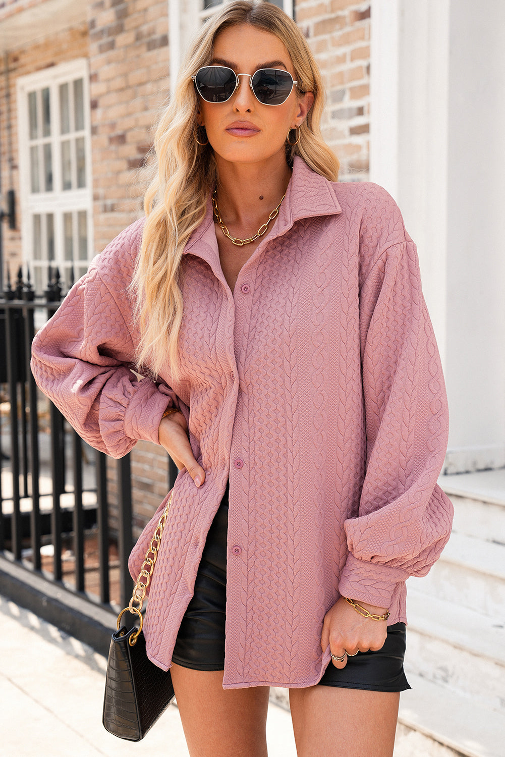 Риза тип яке (shacket) с буфан ръкави