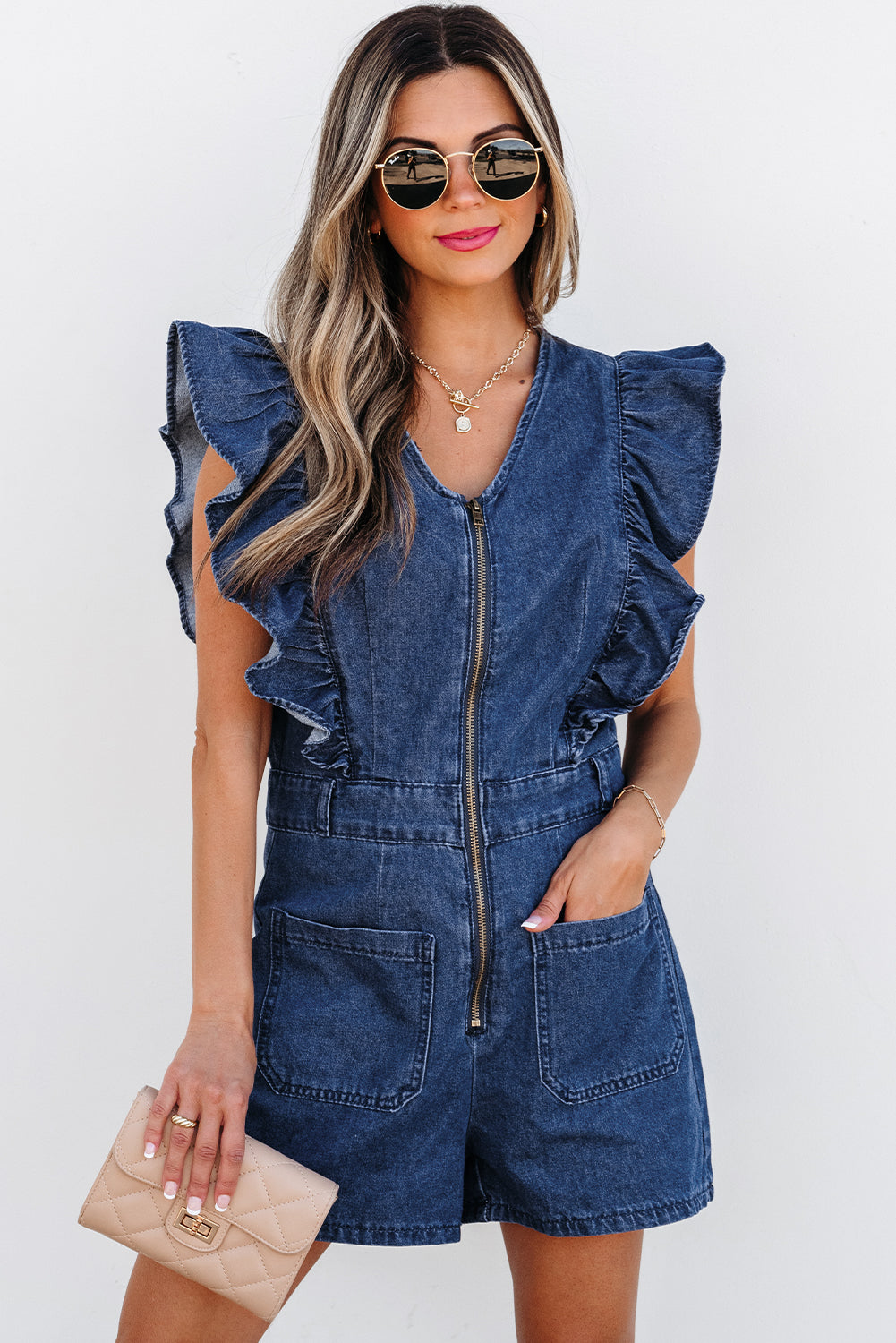 Short denim jumpsuit 