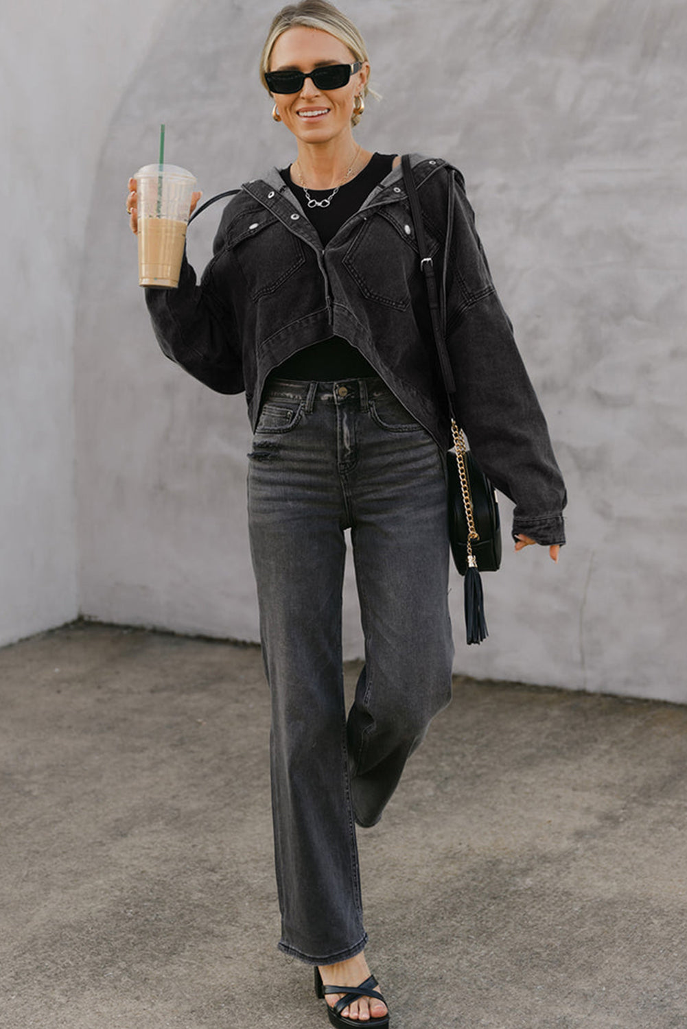 Denim jacket with hood 