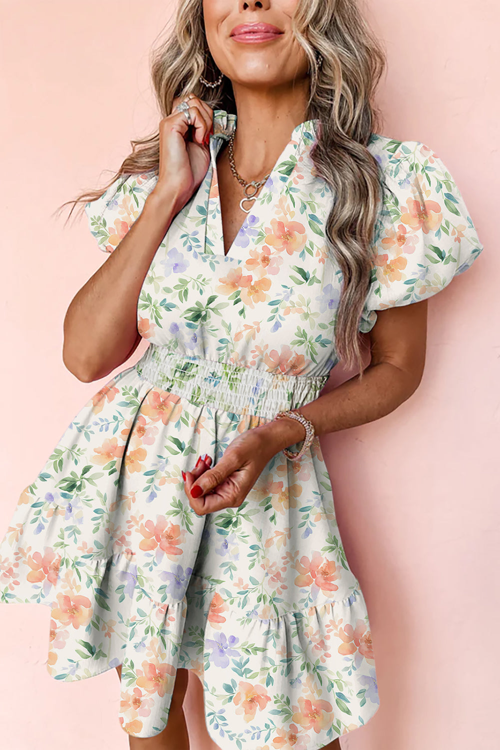 Cotton dress with floral print 