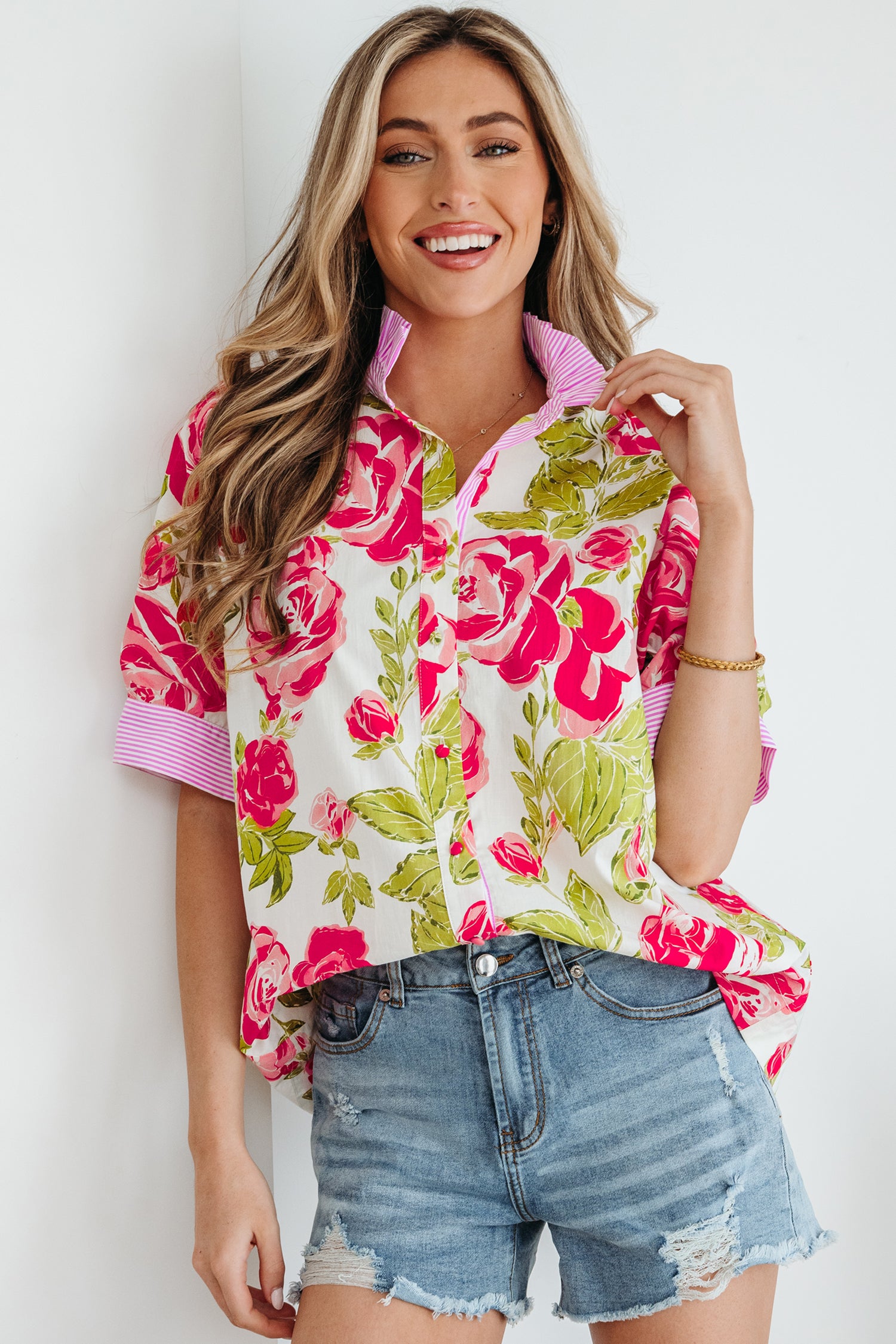 Short-sleeved cotton shirt 