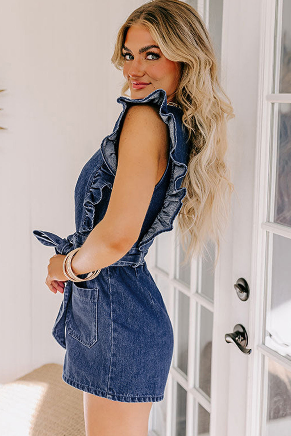 Short denim jumpsuit 
