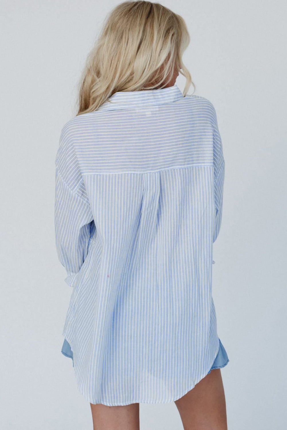 Striped cotton long-sleeved shirt 
