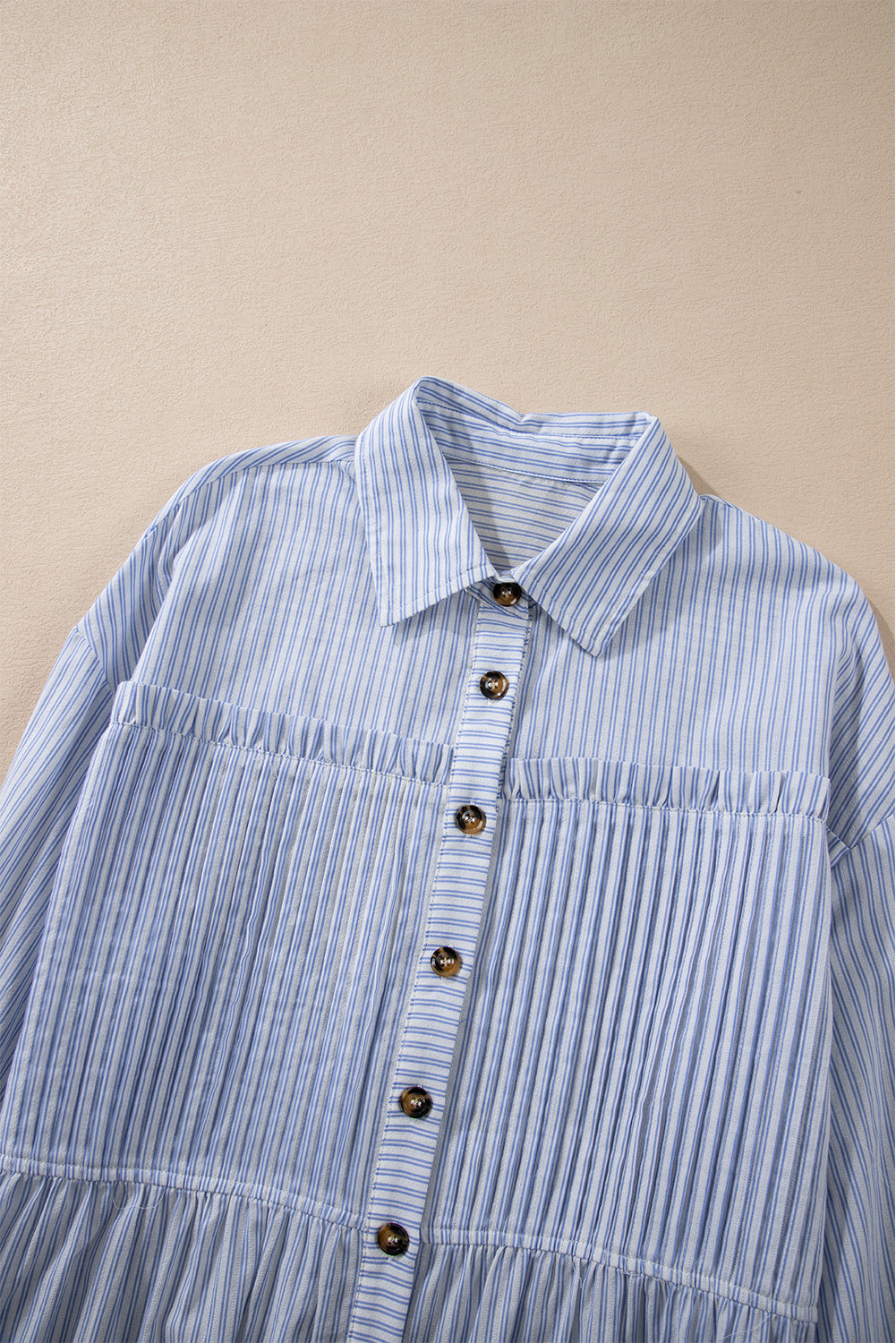 Striped cotton long-sleeved shirt 