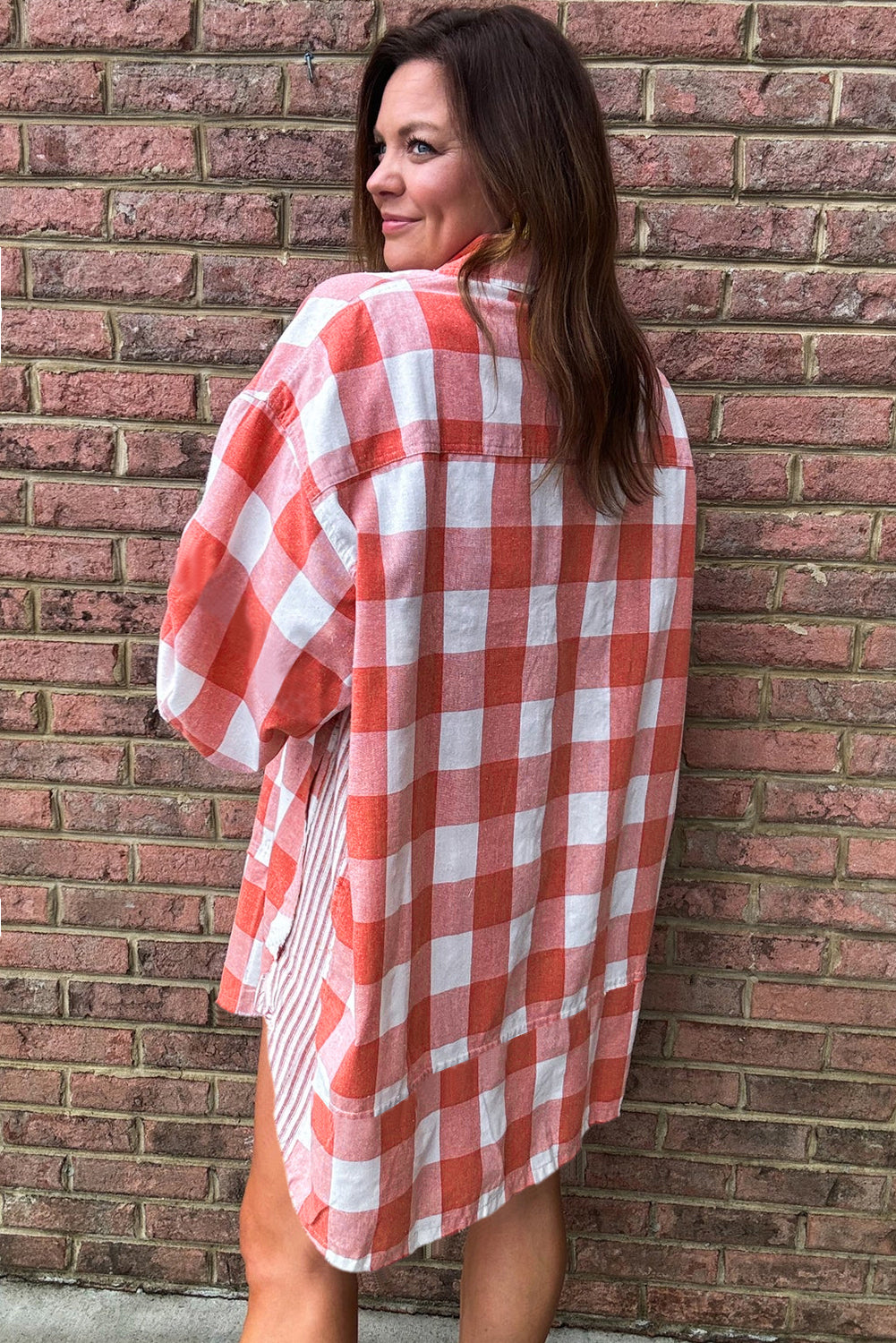 Cotton plaid shirt dress 