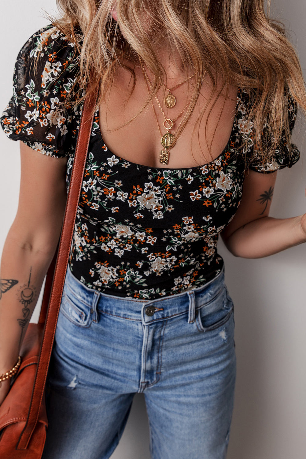 Floral print bodysuit 