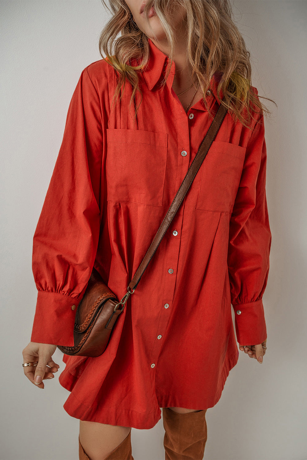 Shirt dress, made of cotton and linen 