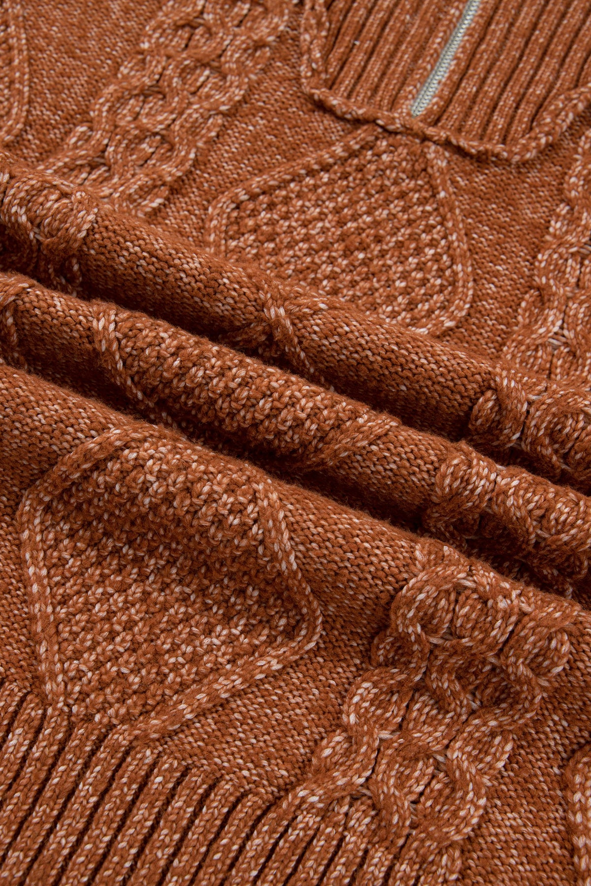 Clay Zip-Up Cable Knit Drop Shoulder Sweater Dress
