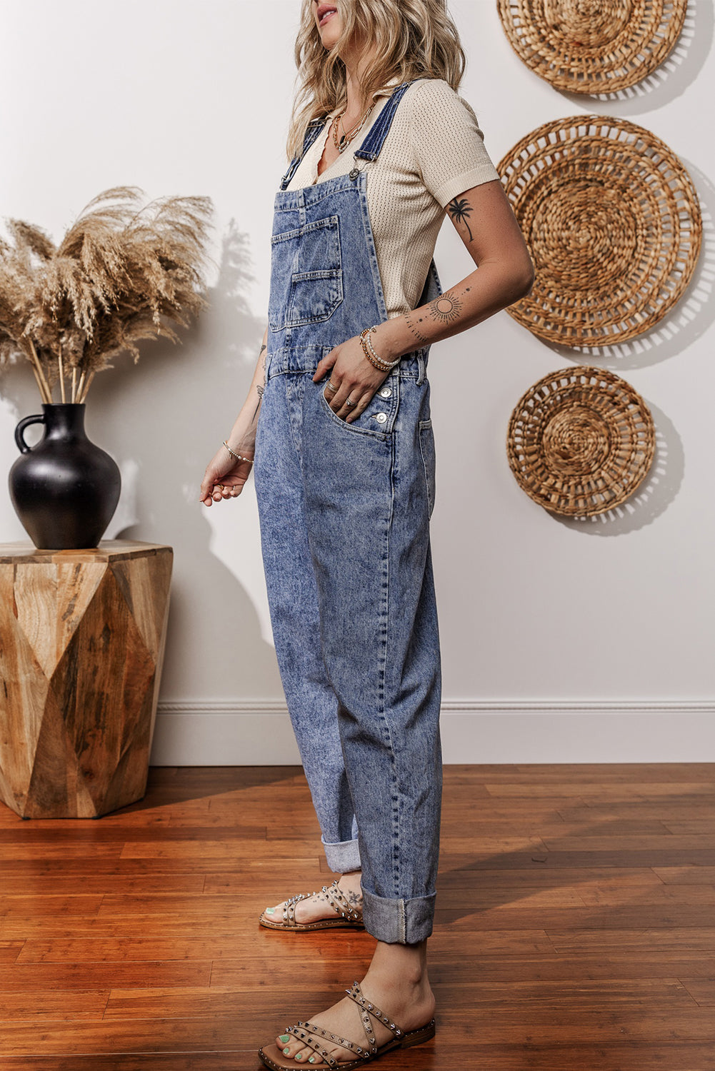 Long denim jumpsuit 