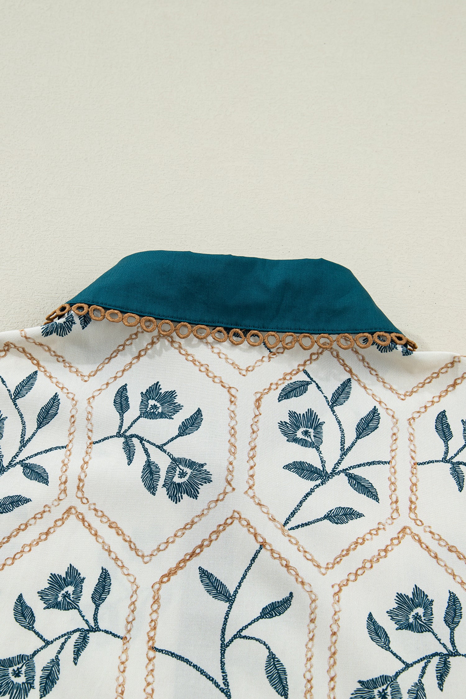 рокля с флорален десен - детайл на гръб и яка