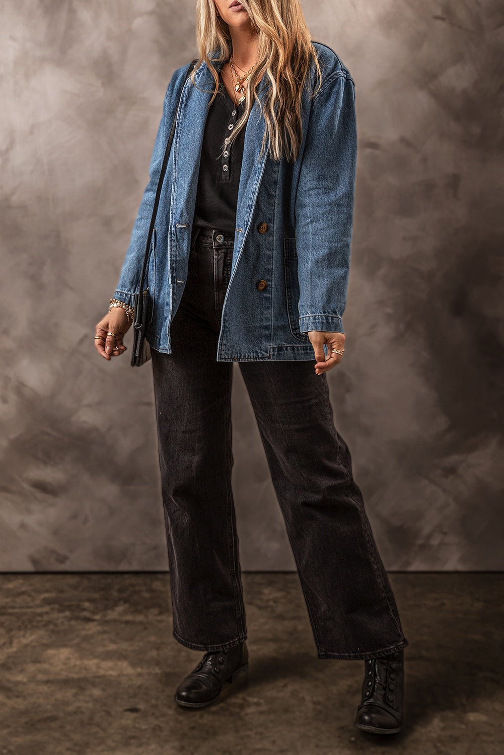 Denim jacket with lapel