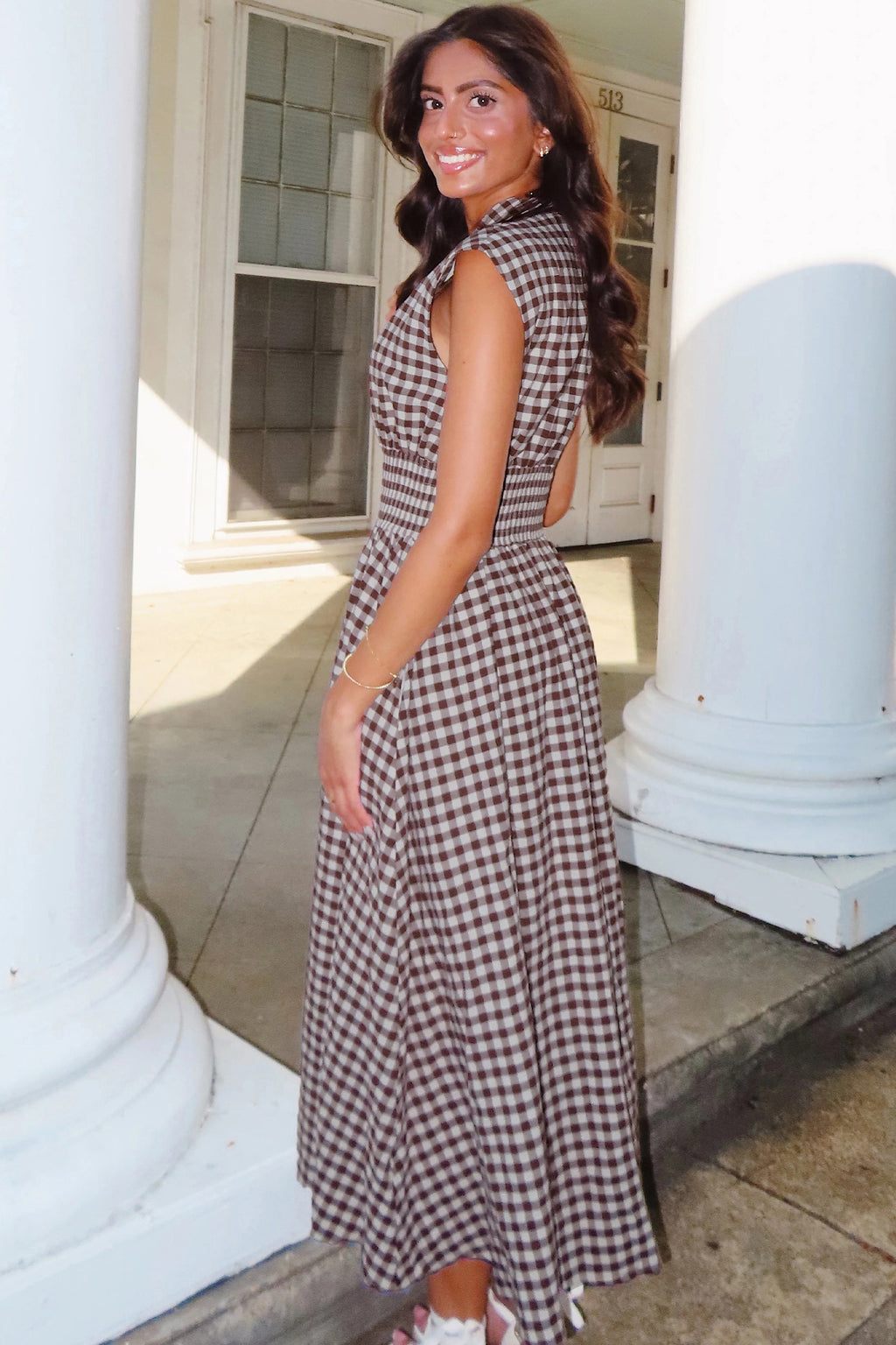 Checkered dress with zipper 