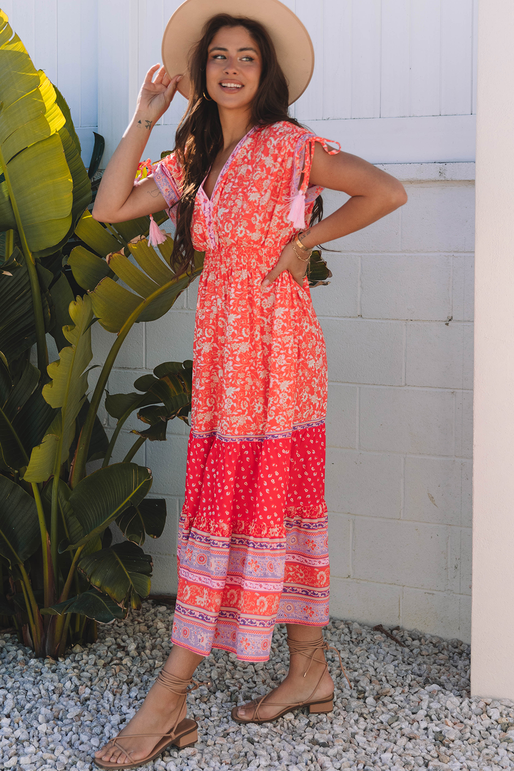 Дълга рокля с флорален принт