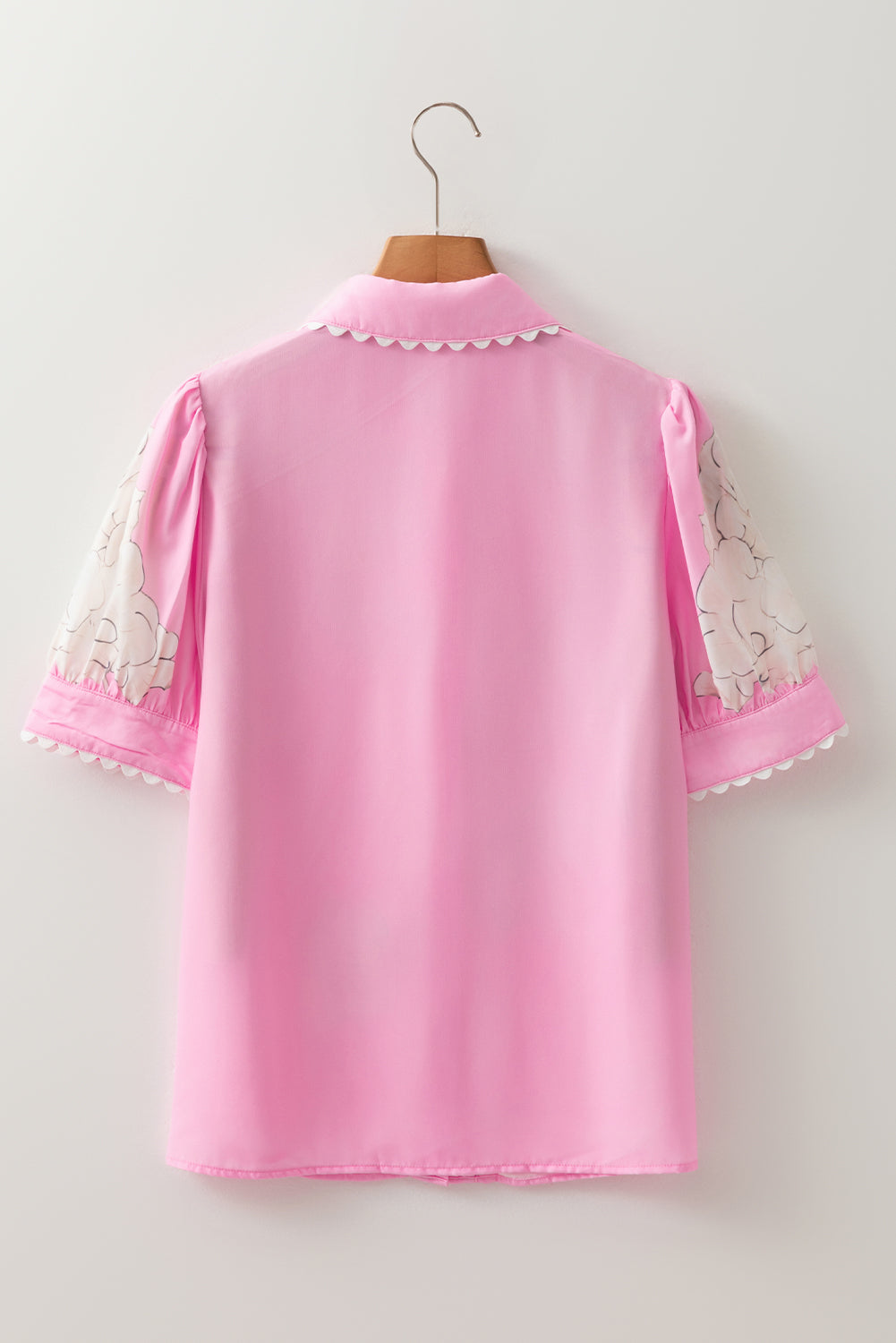Розова дамска риза с къс ръкав - гръб