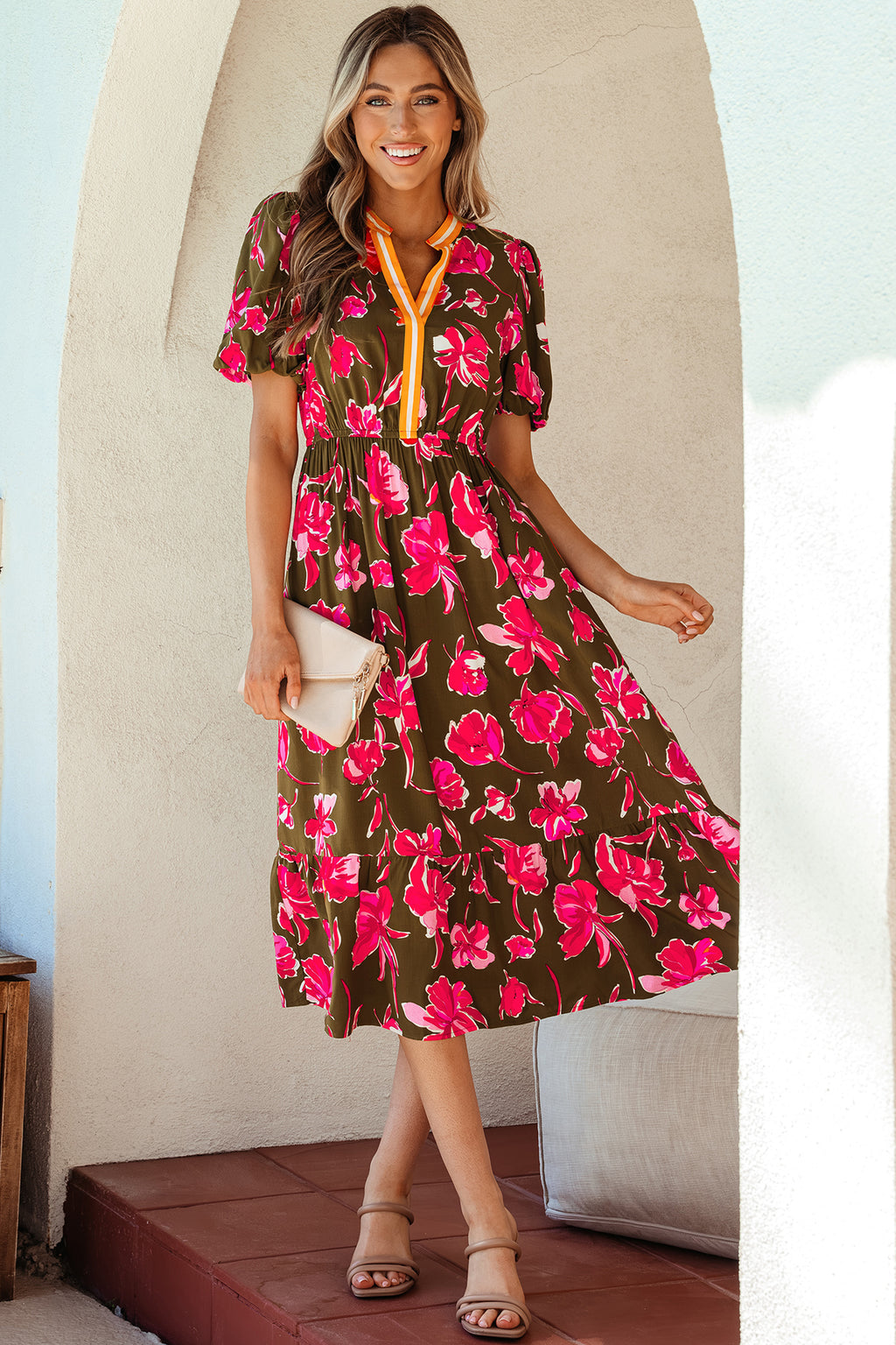 дамска миди свободна рокля