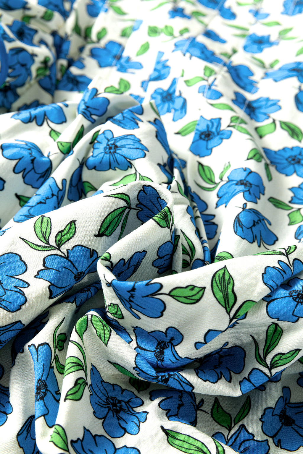 Sky Blue Tiered Flutter Sleeve Pleated Floral Blouse