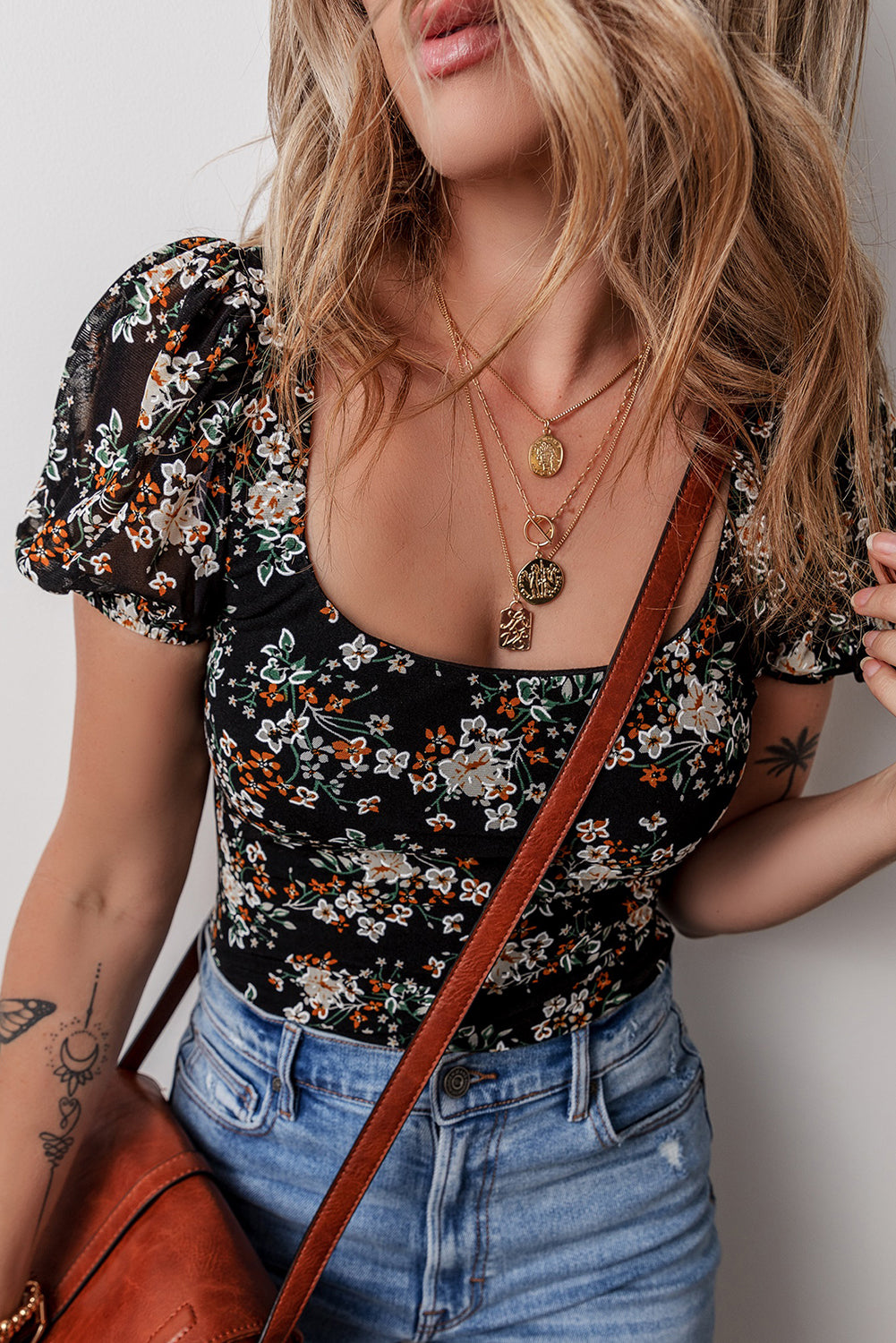 Floral print bodysuit 