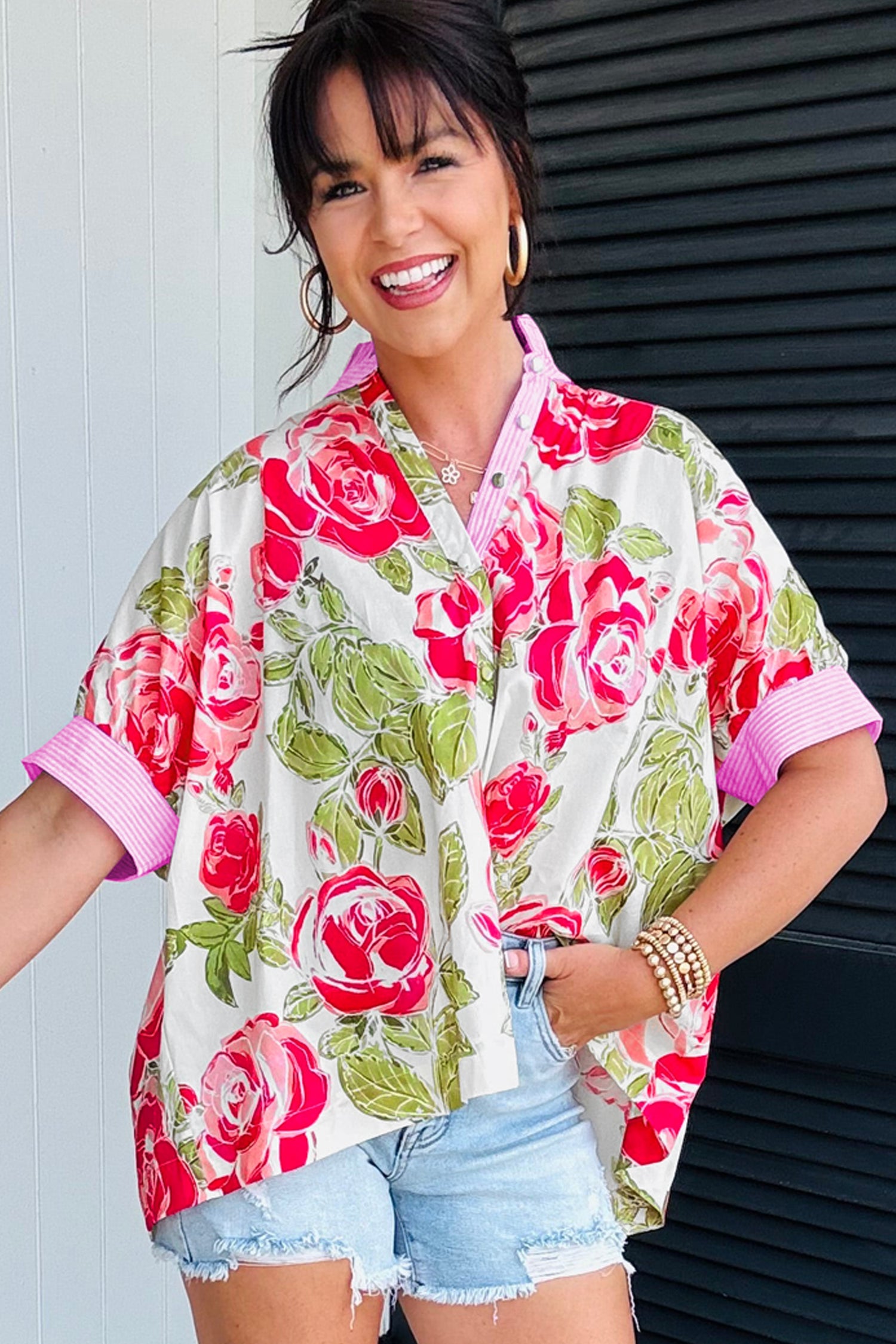 Short-sleeved cotton shirt 