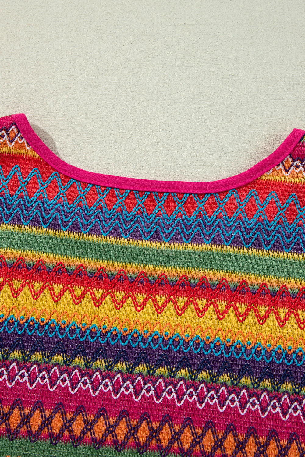Blouse with ethnic print and short sleeves with tassels 