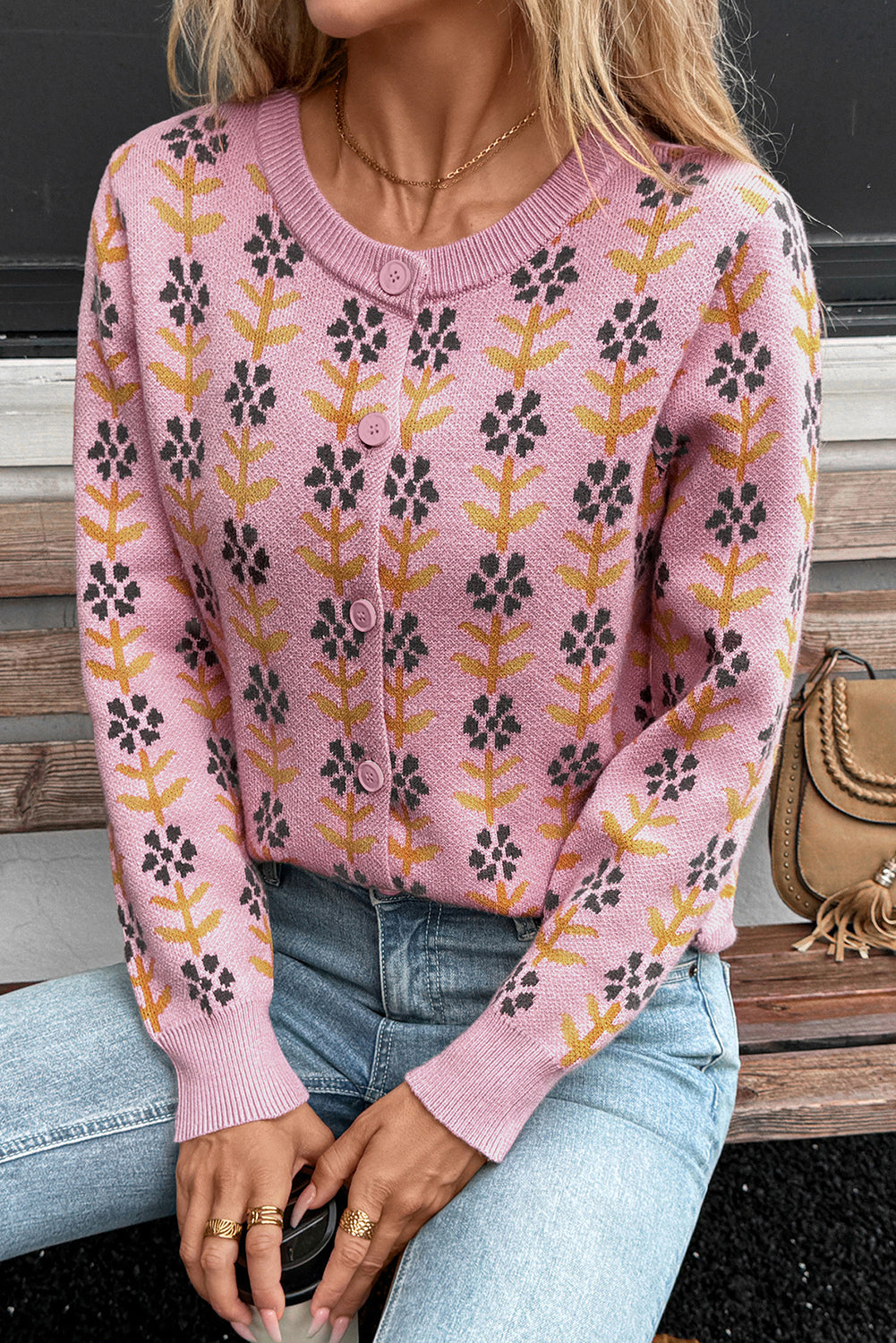 Жилетка с принт на цветя