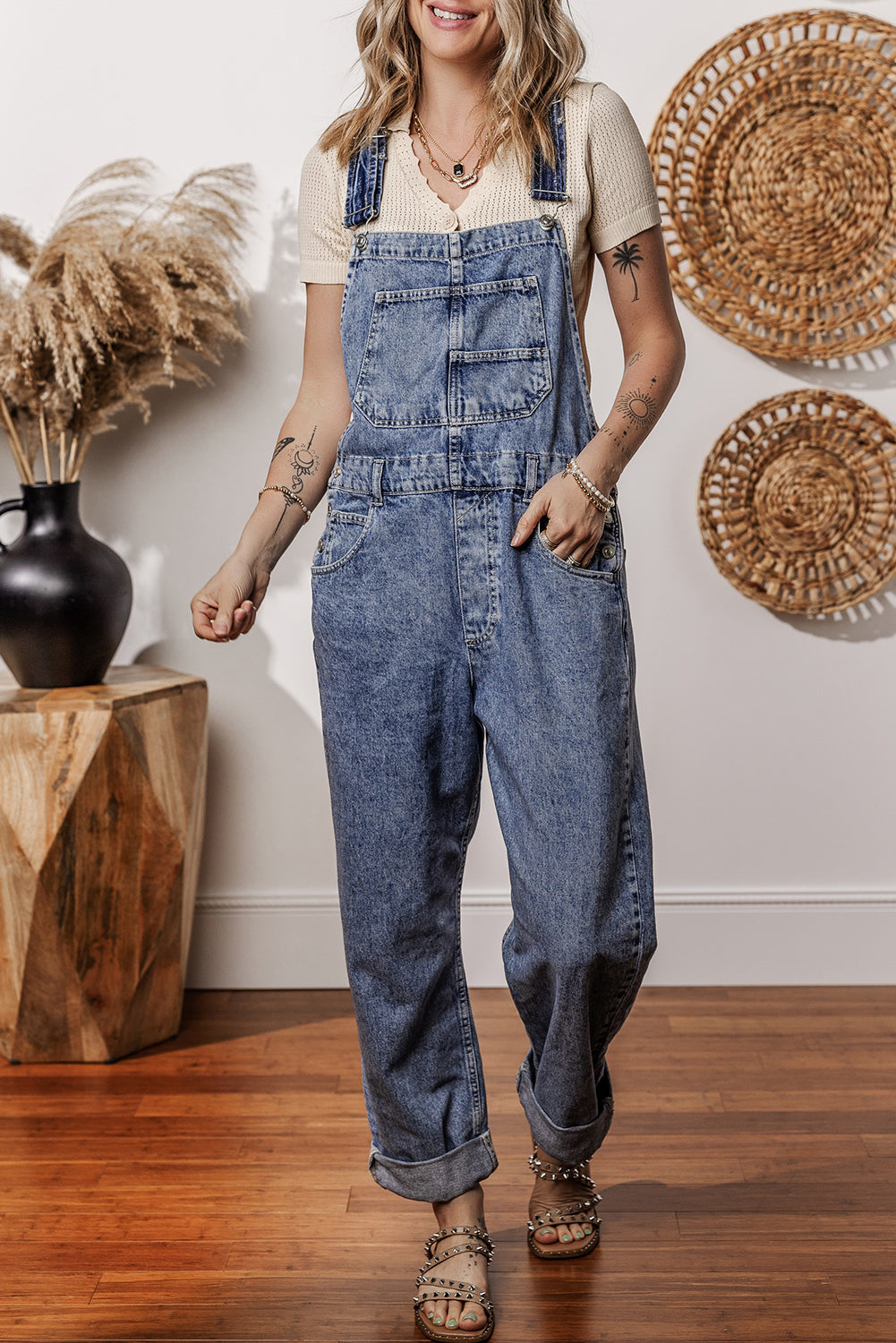 Long denim jumpsuit 