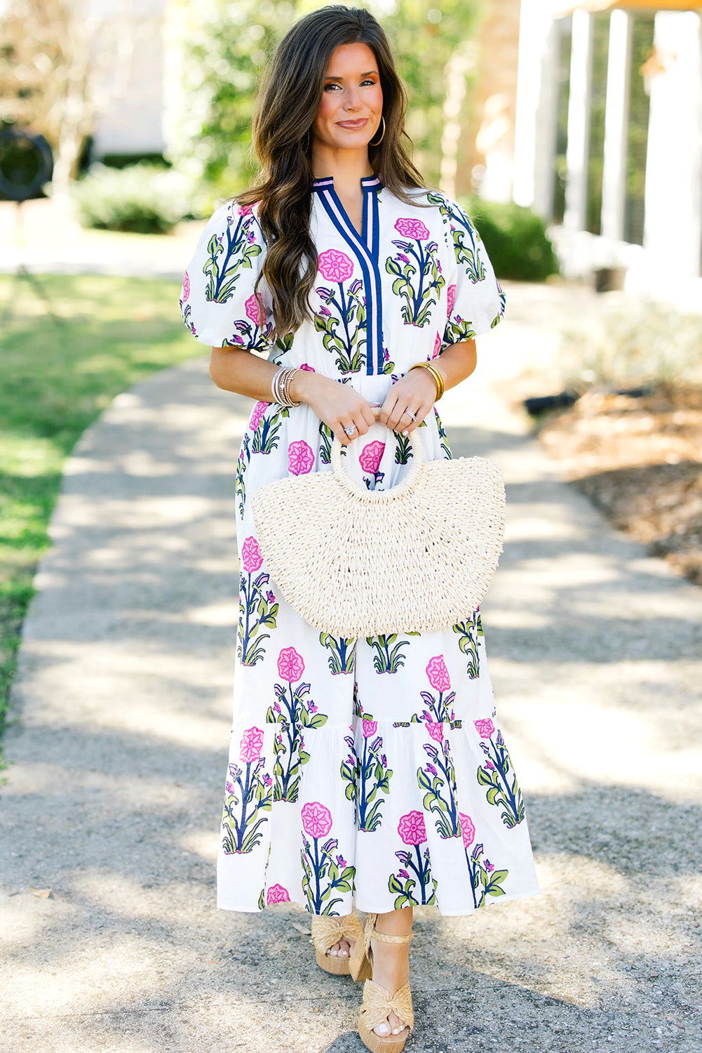 Дълга рокля с флорален принт