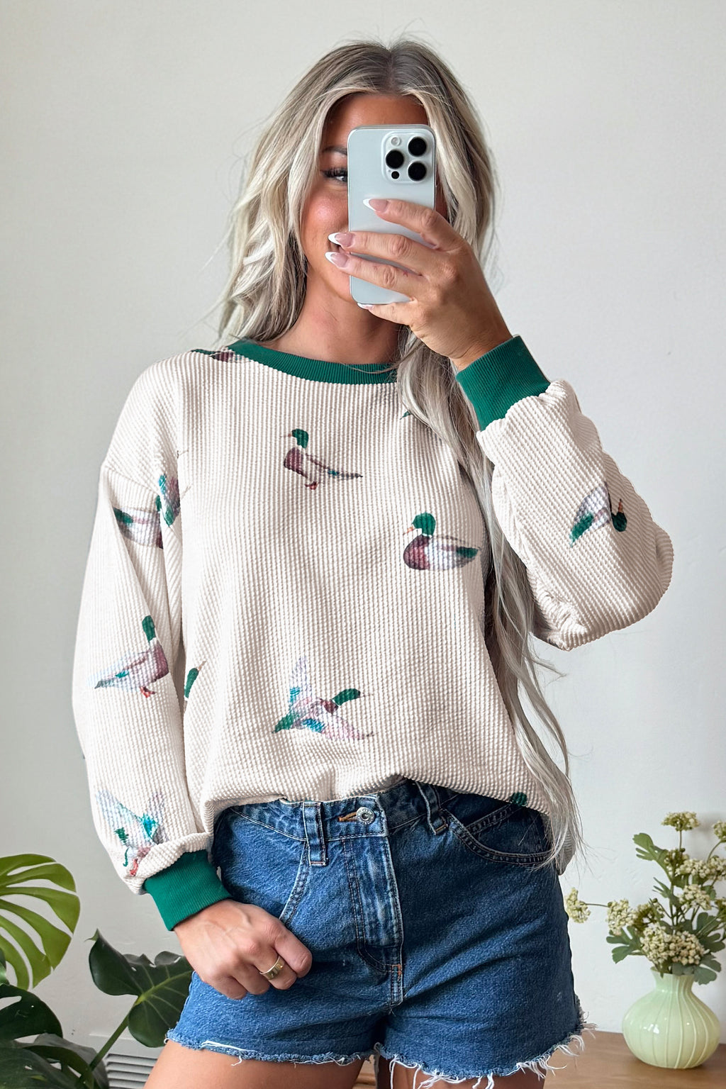 Blouse with duck print
