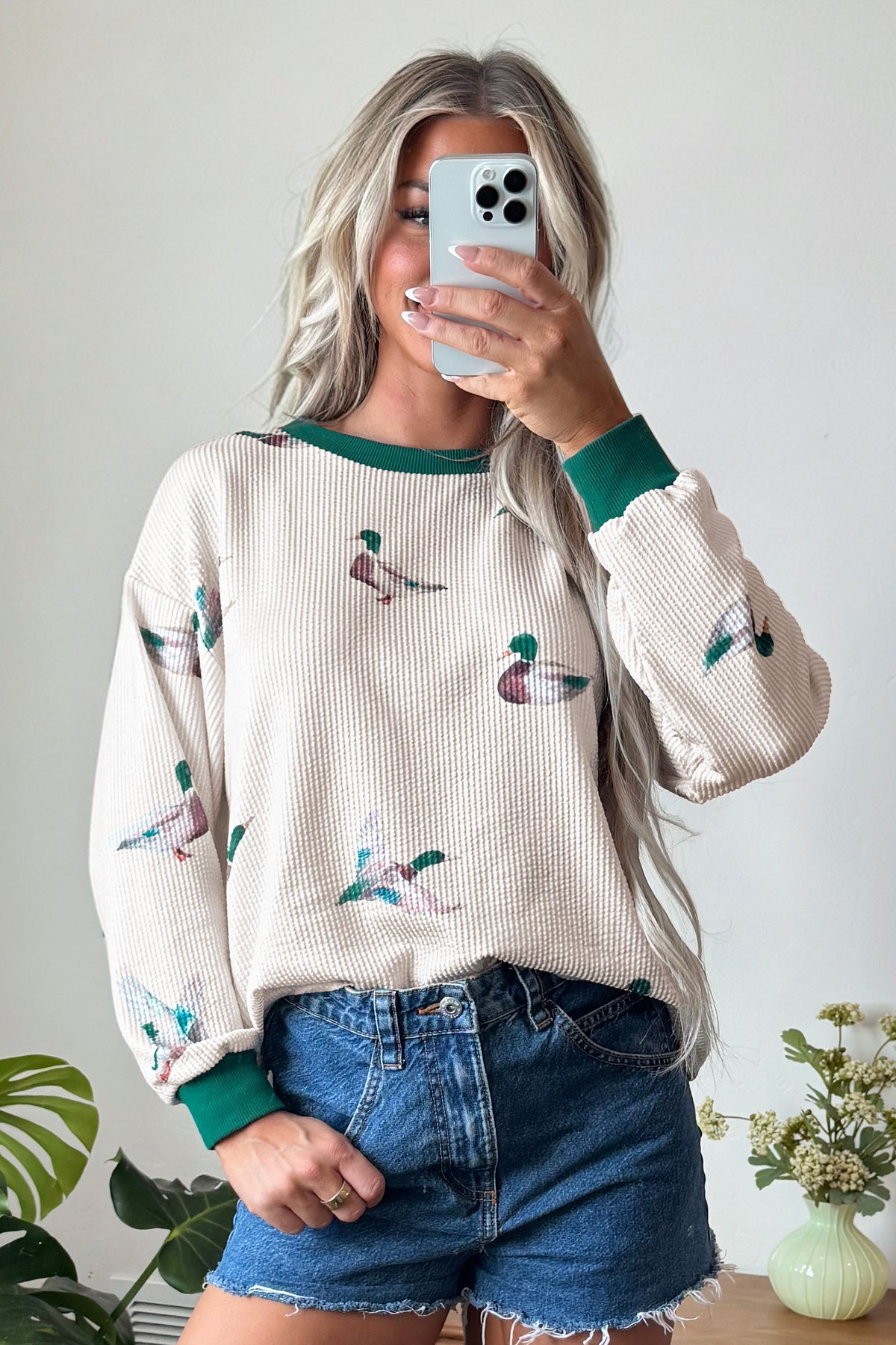 Blouse with duck print