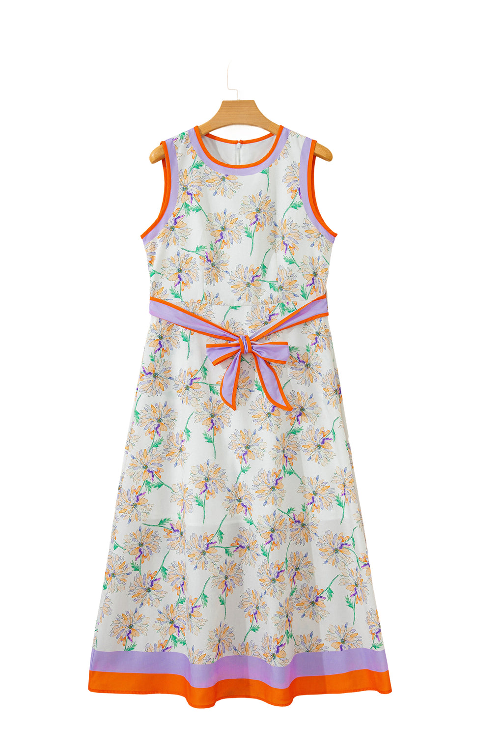 Floral print dress with belt