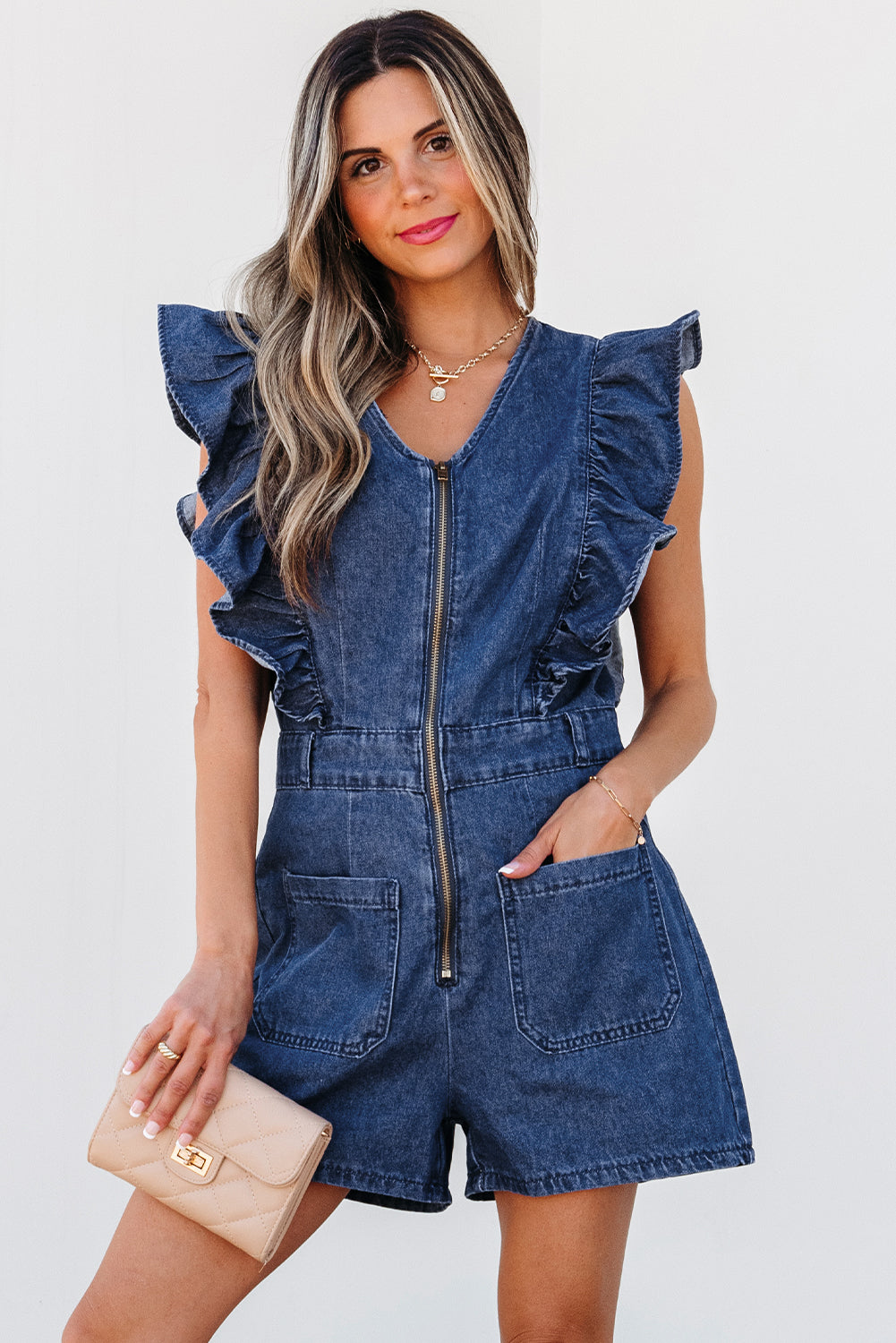 Short denim jumpsuit 
