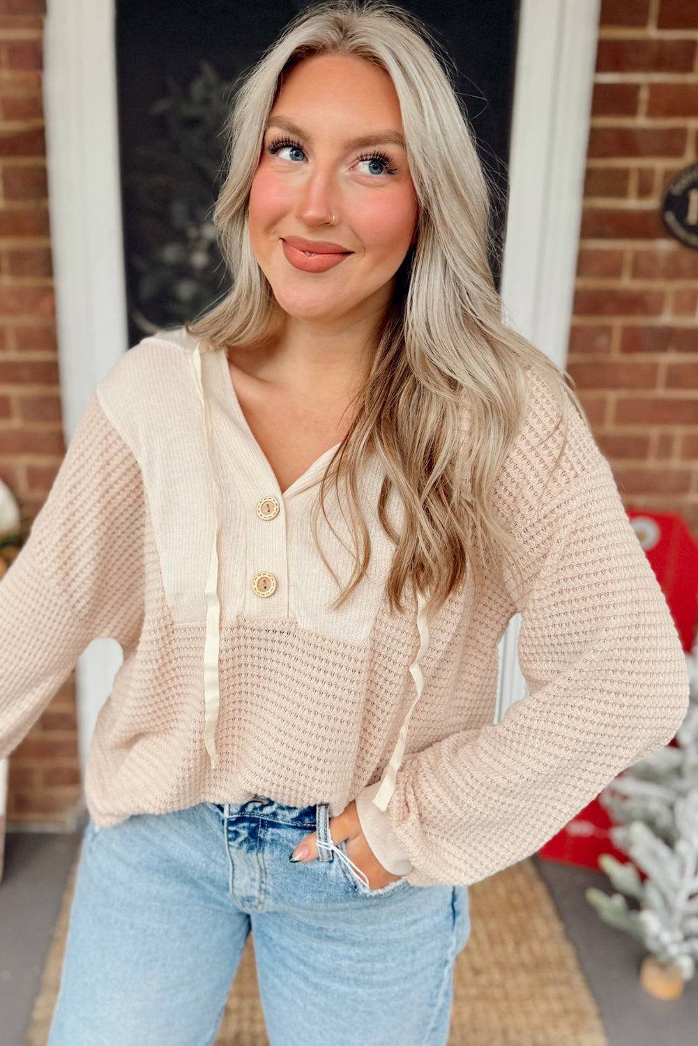 Блуза с качулка тип суичър