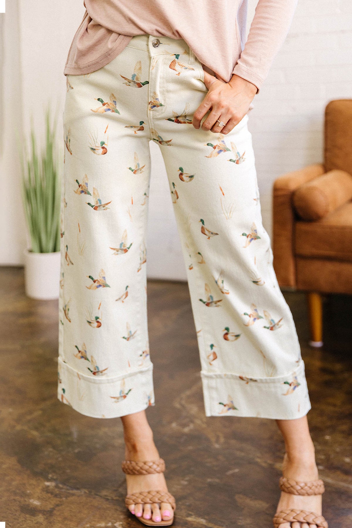 Duck-print jeans