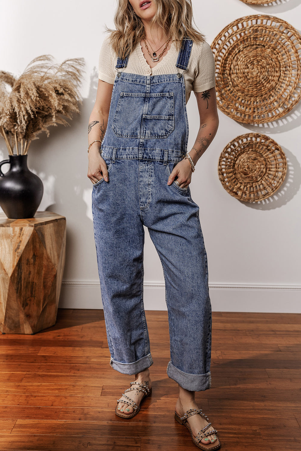 Long denim jumpsuit 