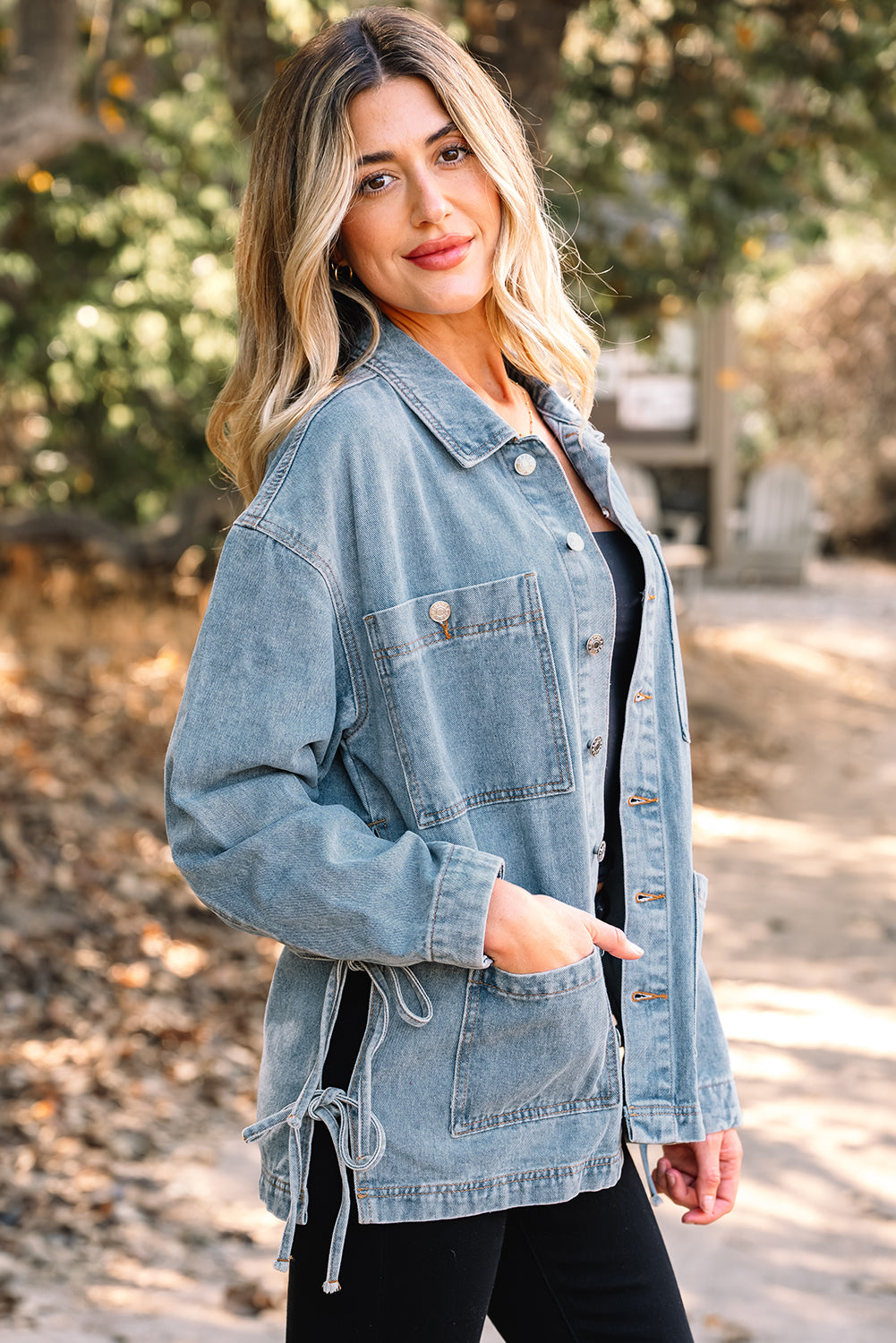Denim jacket in blue, boyfriend style 