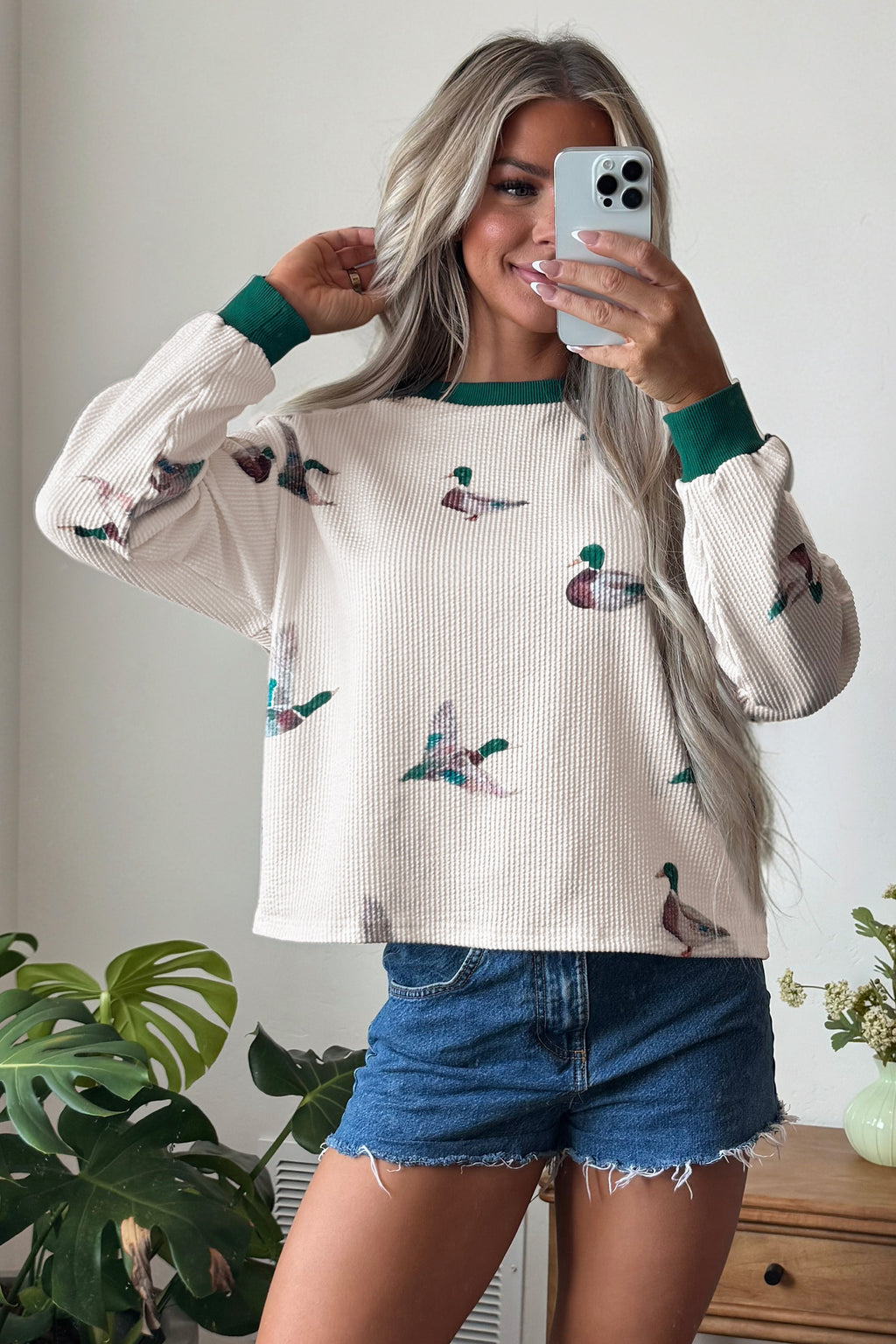 Blouse with duck print