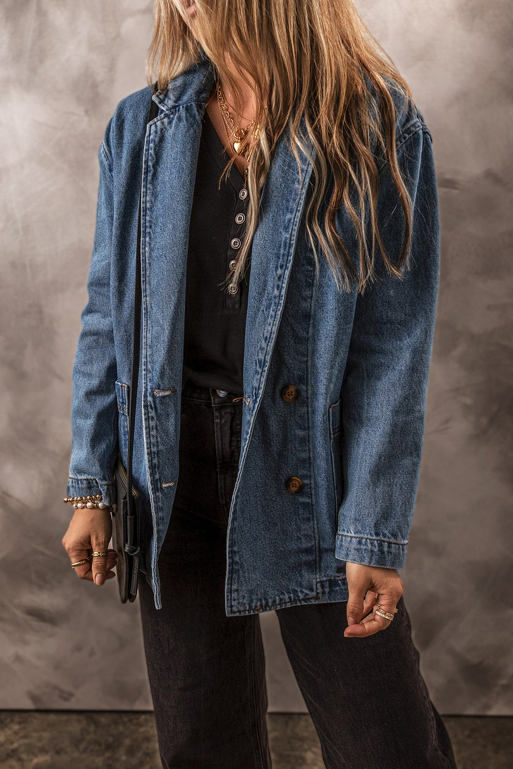 Denim jacket with lapel