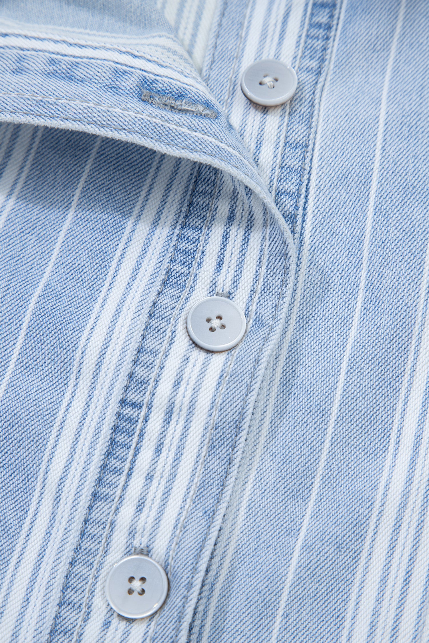 Sky Blue Stripe Boyfriend Chest Pocket Classic Denim Jacket