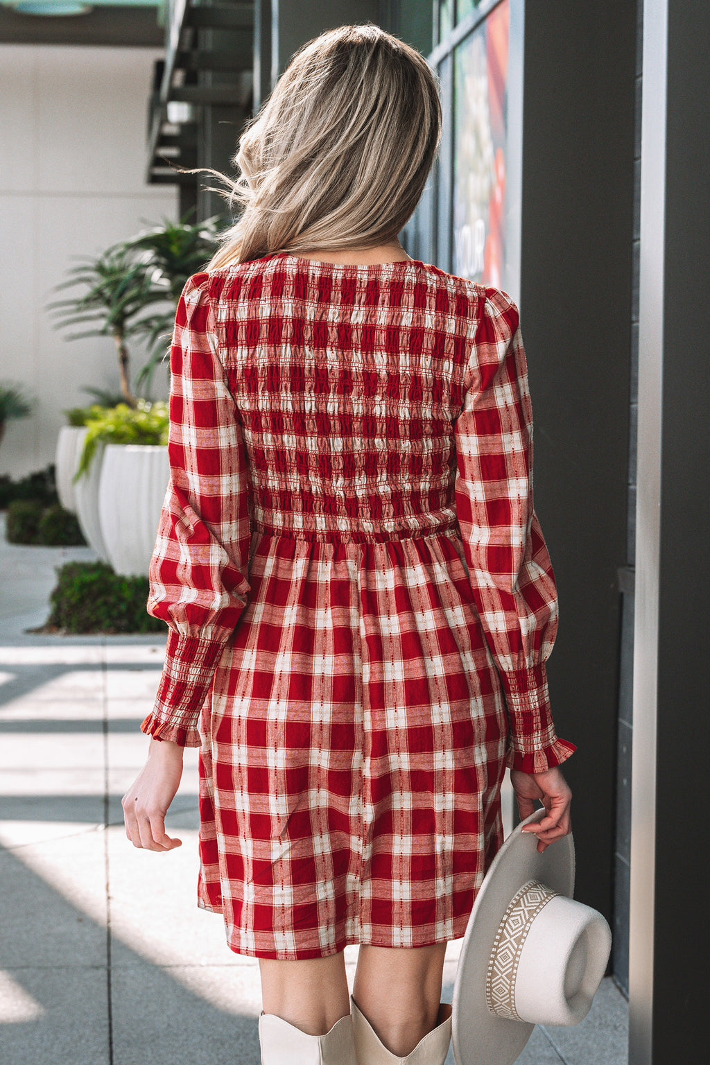 Памучна карирана рокля