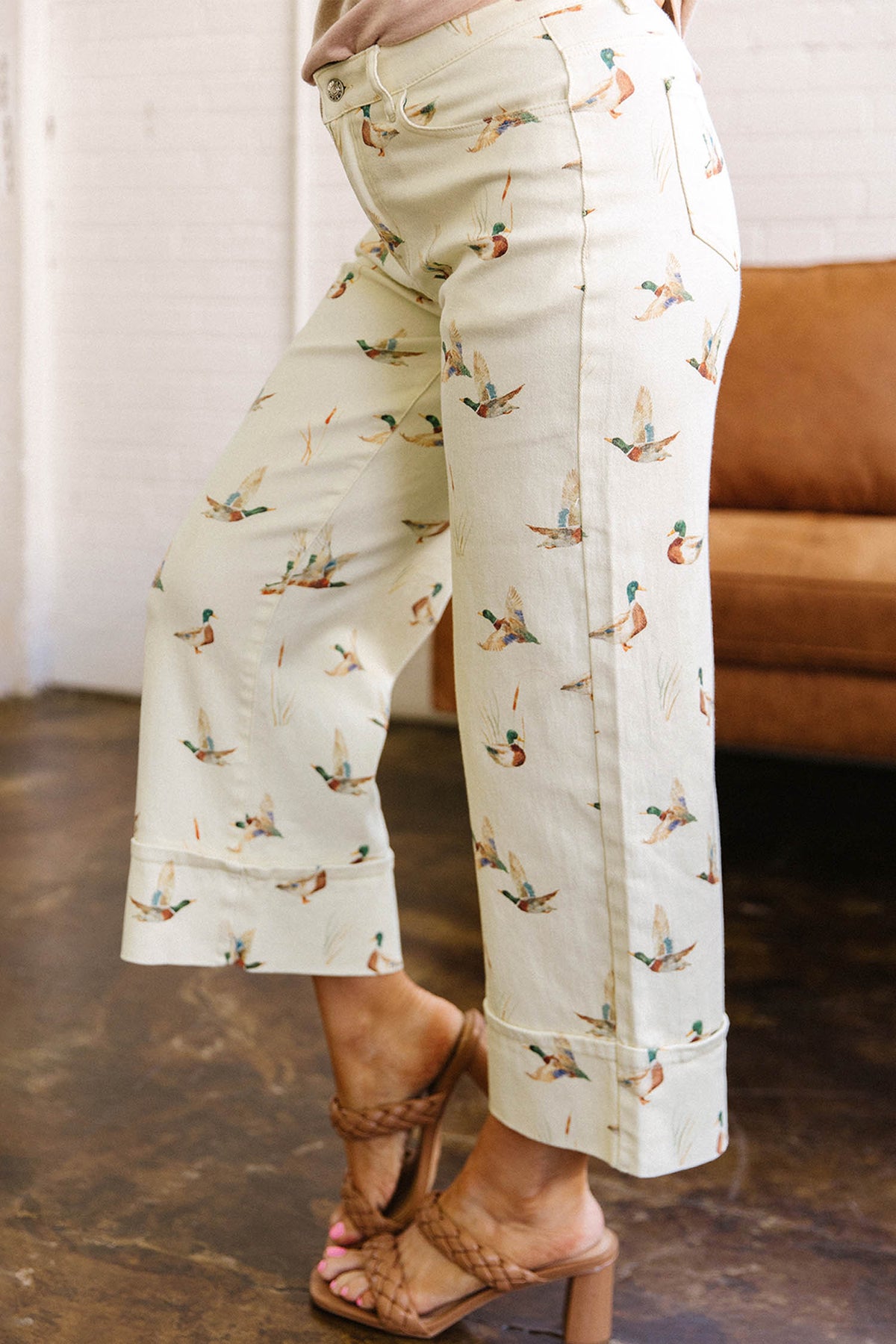 Duck-print jeans