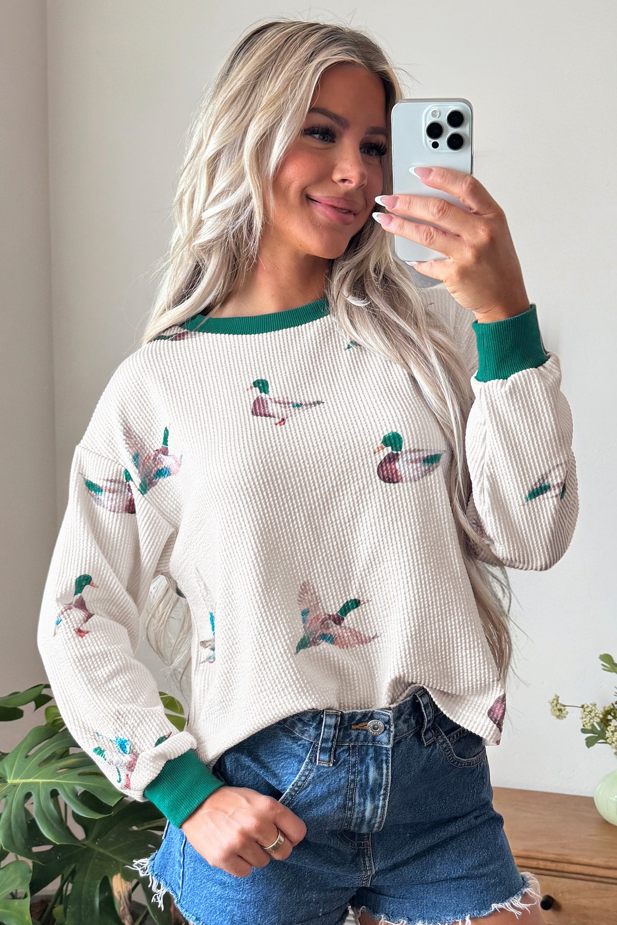 Blouse with duck print
