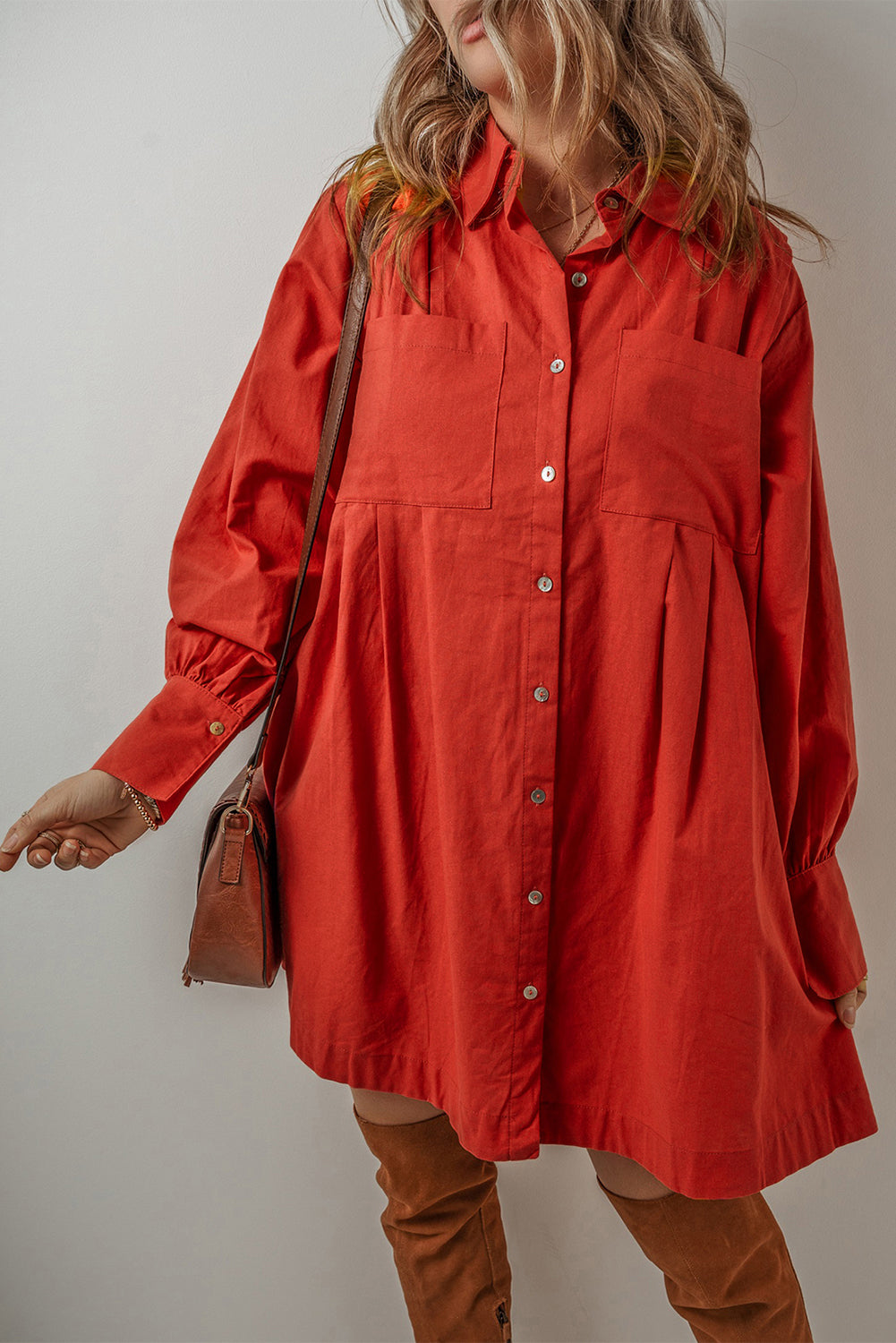 Shirt dress, made of cotton and linen 