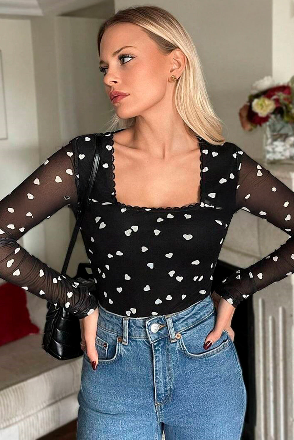 Heart print bodysuit 