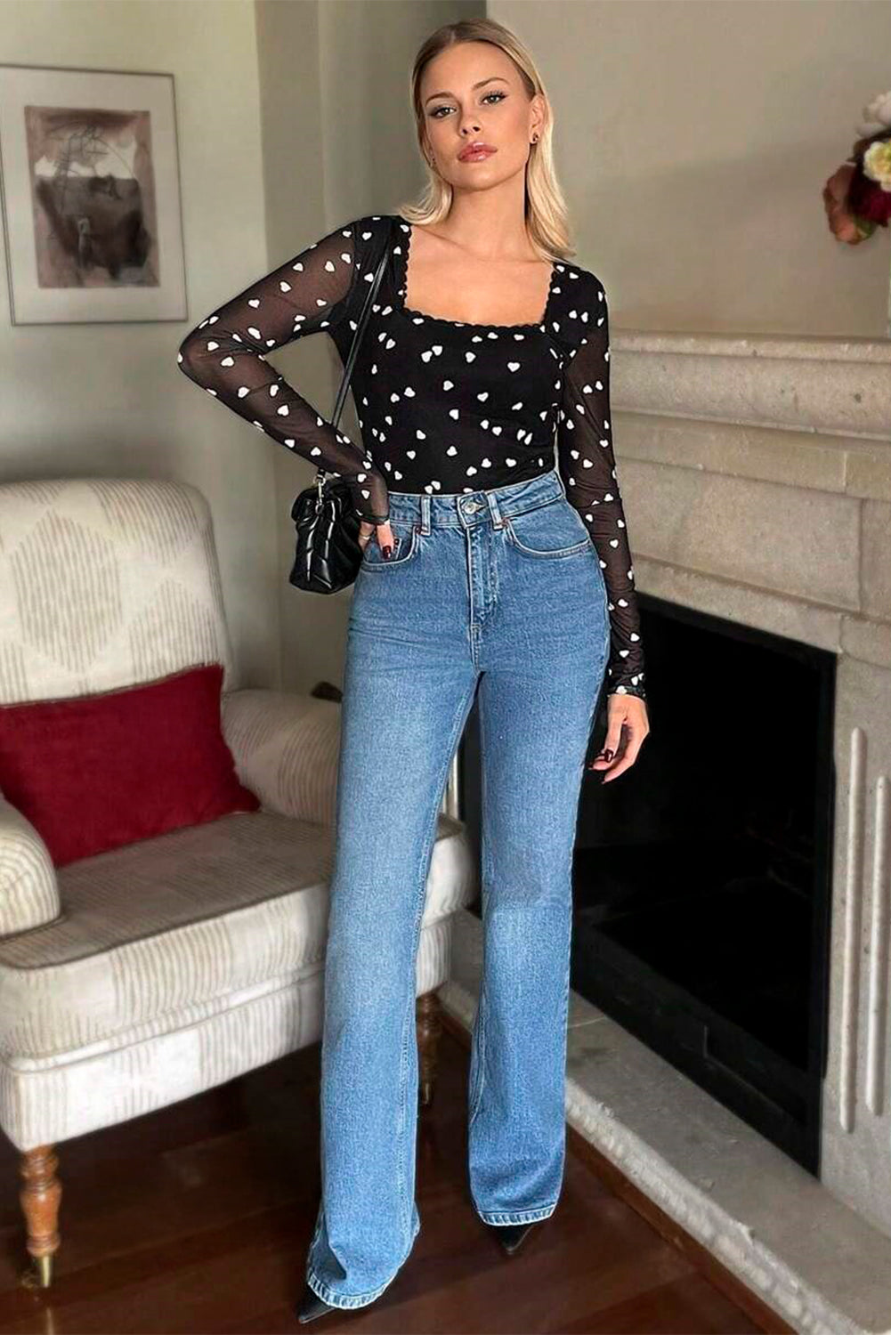 Боди с принт на сърца