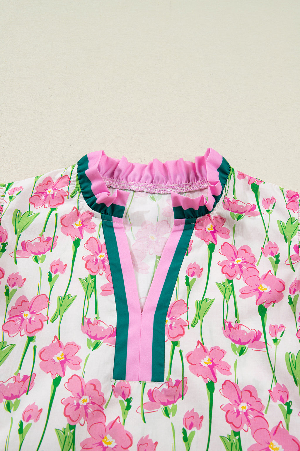 Памучна блуза с принт на цветя