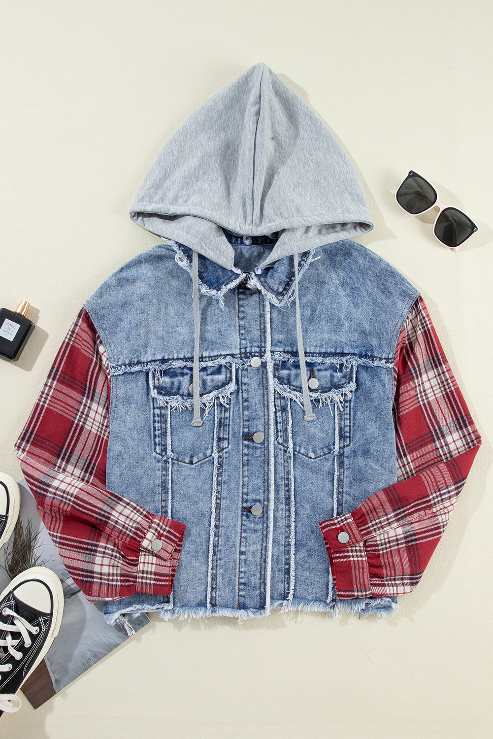 Denim jacket with hood 