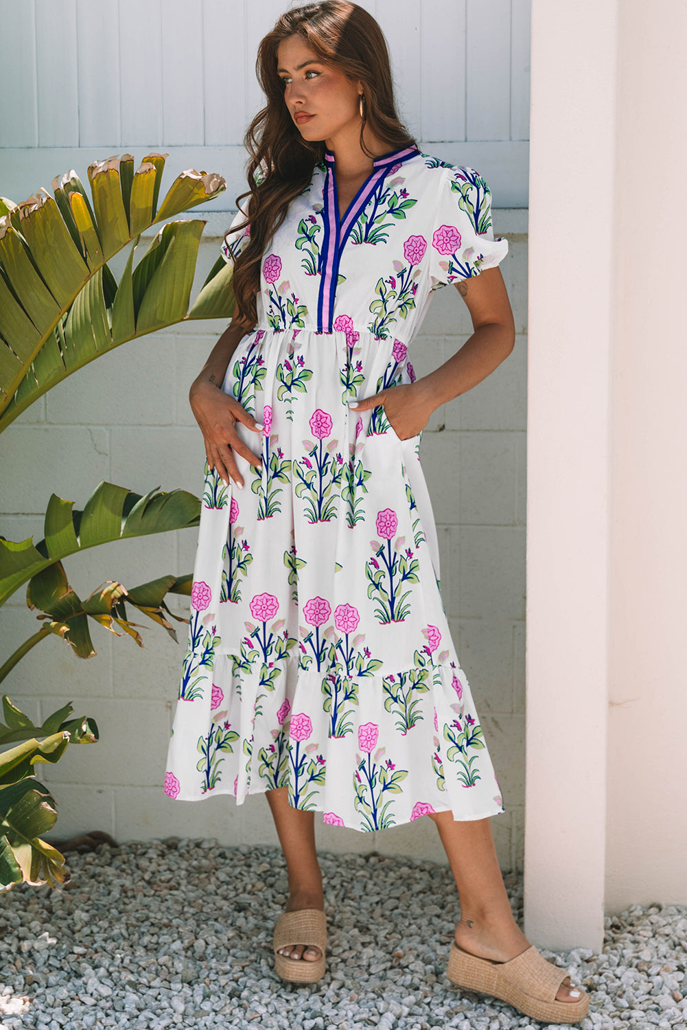 Дълга рокля с флорален принт