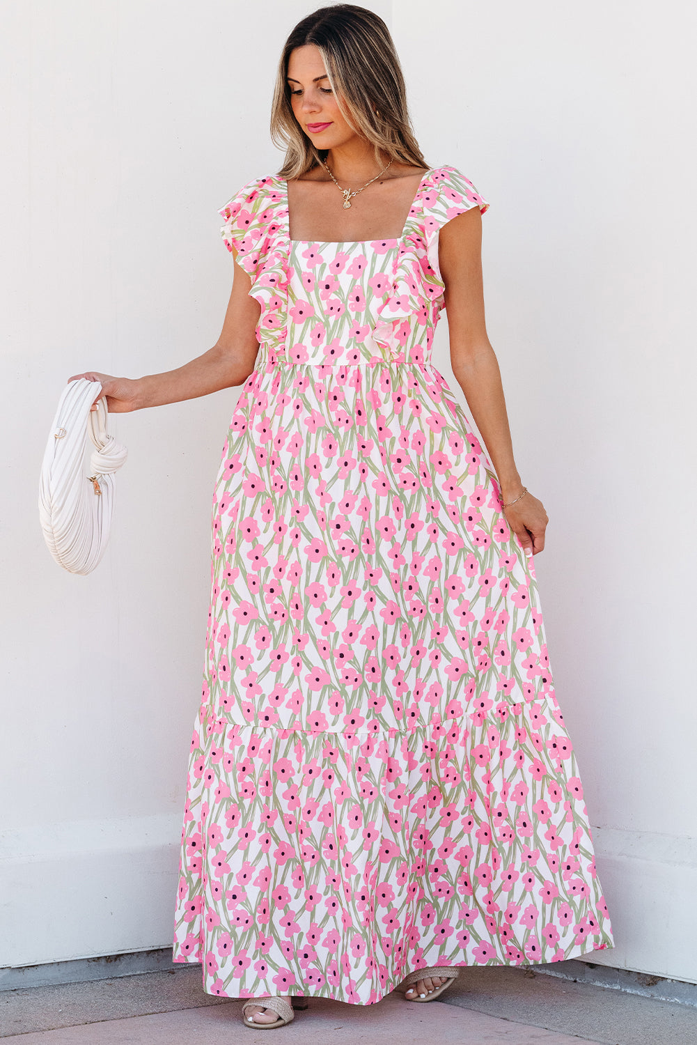 Long dress with floral print 