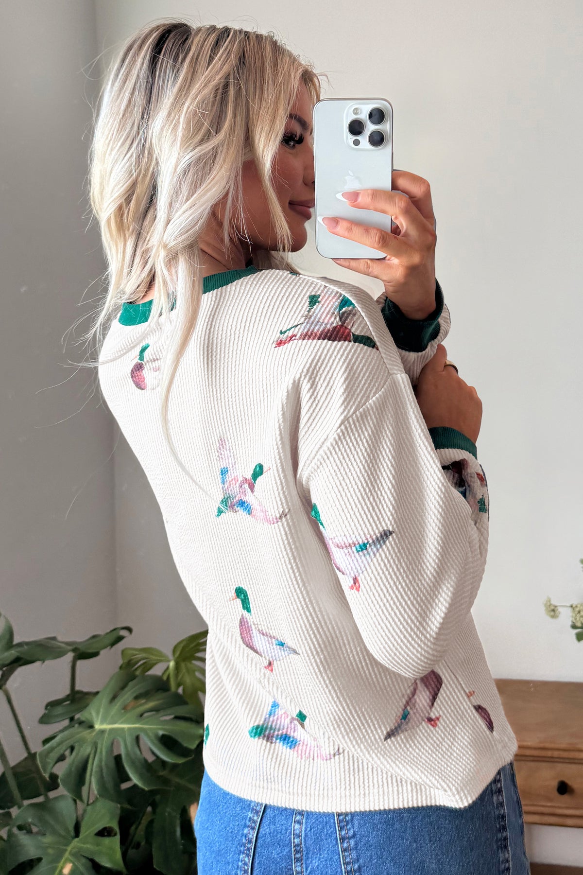 Blouse with duck print