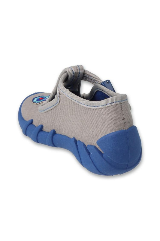 Пантофи тип обувки за дете Befado с количка сиво синьо с копче